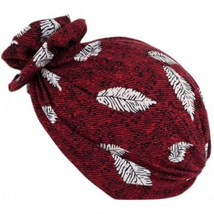 Skullies & Beanies Women Pleated Twist Turban African Printing India Chemo Cap Hairwrap Headwear - Wine Red1 - CV18U7GG9UH $1...