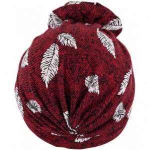 Skullies & Beanies Women Pleated Twist Turban African Printing India Chemo Cap Hairwrap Headwear - Wine Red1 - CV18U7GG9UH $1...