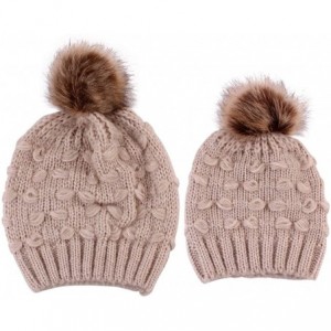 Skullies & Beanies 2PCS Parent-Child Hat Warmer- Mommy and Me Cable Knit Winter Warm Hat Beanie - Khaki 03 - CD192ESCRID $11.51