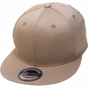 Baseball Caps Classic Snapback Hat Blank Cap - Cotton & Wool Blend Flat Visor - (3.6) Khaki - CE11WUUASV5 $22.32