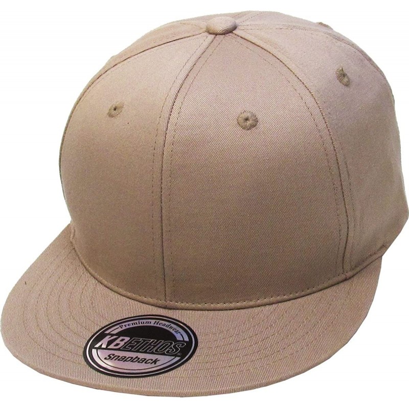 Baseball Caps Classic Snapback Hat Blank Cap - Cotton & Wool Blend Flat Visor - (3.6) Khaki - CE11WUUASV5 $14.21