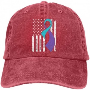 Baseball Caps Suicide Prevention Awareness Flag Men's Women's Adjustable Jeans Baseball Hat - Denim Jeanet Dad Hats - Red - C...