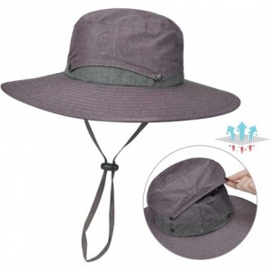 Sun Hats Men Safari Sun Hat Wide Brim Boonie Fishing Cap with Adjustable Drawstring - 1 Dark Grey - CC18G473M7A $24.59