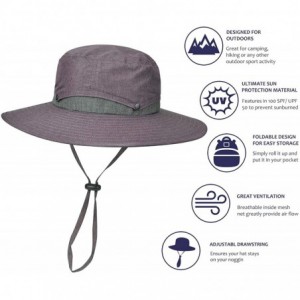Sun Hats Men Safari Sun Hat Wide Brim Boonie Fishing Cap with Adjustable Drawstring - 1 Dark Grey - CC18G473M7A $11.12