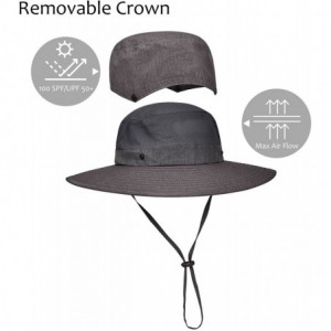 Sun Hats Men Safari Sun Hat Wide Brim Boonie Fishing Cap with Adjustable Drawstring - 1 Dark Grey - CC18G473M7A $11.12