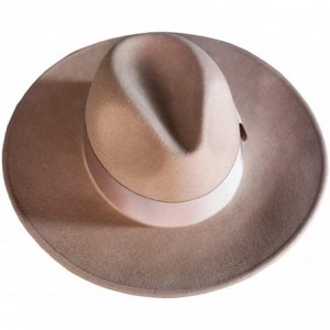 Fedoras Mens Premium Ovis Woolen Classic Gentle Detachable Ribbon Limp Fedora Hat - Beige - CB18LLD5SNL $29.82