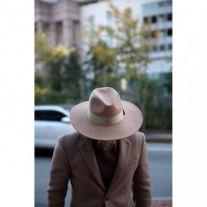 Fedoras Mens Premium Ovis Woolen Classic Gentle Detachable Ribbon Limp Fedora Hat - Beige - CB18LLD5SNL $29.82