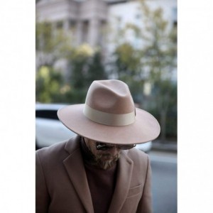 Fedoras Mens Premium Ovis Woolen Classic Gentle Detachable Ribbon Limp Fedora Hat - Beige - CB18LLD5SNL $29.82