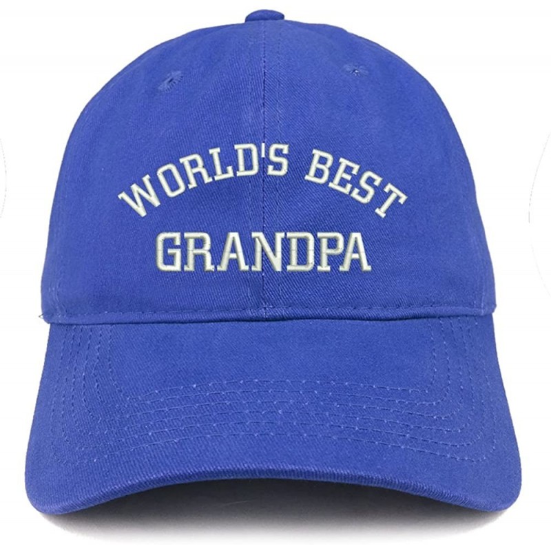 Baseball Caps World's Best Grandpa Embroidered Brushed Cotton Cap - Royal - CR18CSCKEQU $37.00