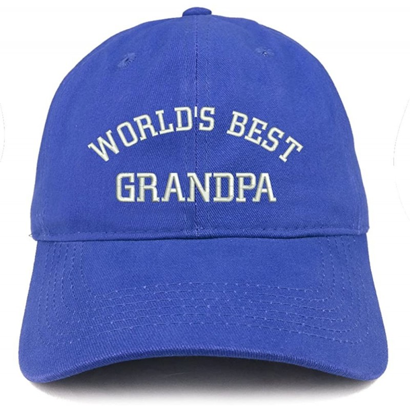 Baseball Caps World's Best Grandpa Embroidered Brushed Cotton Cap - Royal - CR18CSCKEQU $15.34