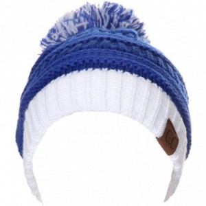 Skullies & Beanies Two Tone College Color Pom Pom Beanie (Blue/White) - CB12LHEYKNH $12.96