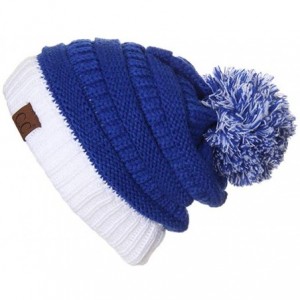 Skullies & Beanies Two Tone College Color Pom Pom Beanie (Blue/White) - CB12LHEYKNH $12.96