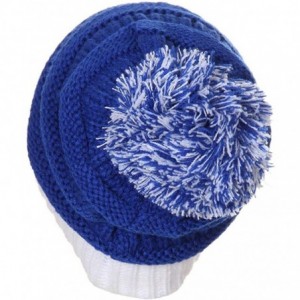 Skullies & Beanies Two Tone College Color Pom Pom Beanie (Blue/White) - CB12LHEYKNH $12.96