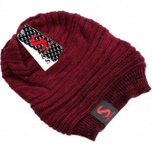 Skullies & Beanies Unisex Adult Winter Warm Slouch Beanie Long Baggy Skull Cap Stretchy Knit Hat Oversized - Claret - C2128YY...