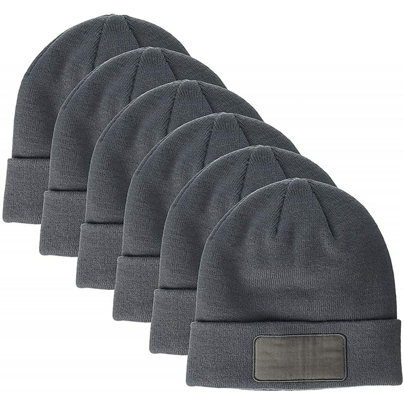 Skullies & Beanies Men's Clm-al-ba527-patch Beanie (6 Pk) - Gray - CW18GZD5378 $33.13