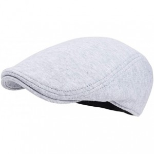 Newsboy Caps Men Cotton Newsboy Cap Soft Fit Cabbie Hat - Light Grey - C218R4CLQMQ $10.69