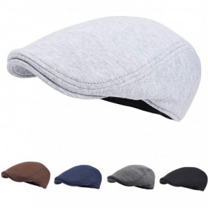 Newsboy Caps Men Cotton Newsboy Cap Soft Fit Cabbie Hat - Light Grey - C218R4CLQMQ $10.69