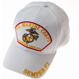 Baseball Caps USMC Marine Baseball Cap with Emblem- Semper Fi and Motto - White - CV185R4AXN4 $10.02