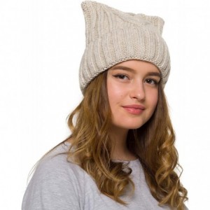 Skullies & Beanies Pussy Cat Hat Women`s March-Cat Beanie Pink-Winter Hat for Women Lined with Fleece - Beige - CF18HNRLI5I $...