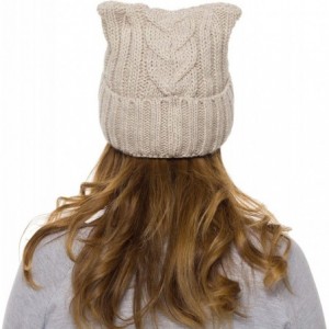 Skullies & Beanies Pussy Cat Hat Women`s March-Cat Beanie Pink-Winter Hat for Women Lined with Fleece - Beige - CF18HNRLI5I $...