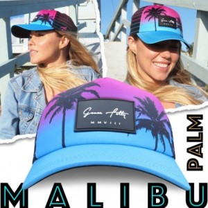 Baseball Caps Foam Trucker Hat Snapback Mesh Baseball Cap for Men or Women - Palm- Pink & Teal - CN18UU7C9KA $22.32