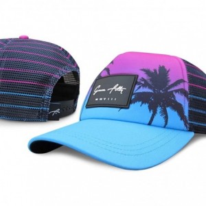 Baseball Caps Foam Trucker Hat Snapback Mesh Baseball Cap for Men or Women - Palm- Pink & Teal - CN18UU7C9KA $22.32