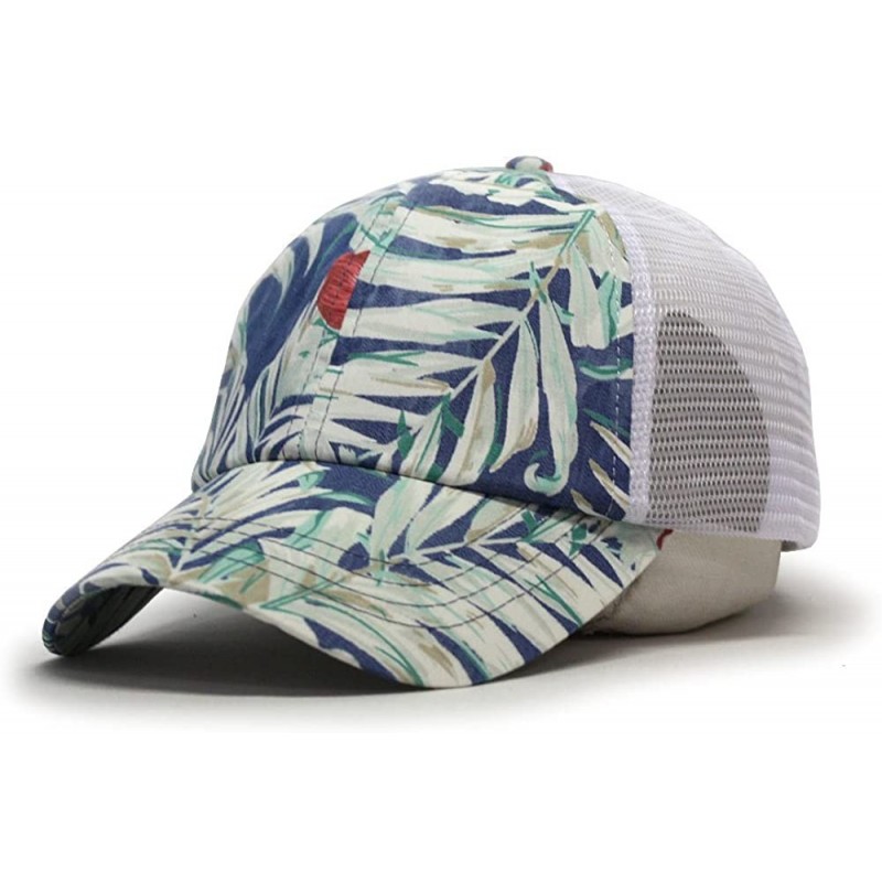 Baseball Caps Premium Floral Hawaiian Cotton Twill Adjustable Snapback Baseball Caps (Floral/Floral/White Mesh) - CC180IT8S09...