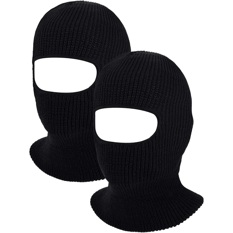 Balaclavas Pieces 1 Hole Knitted Double Outdoor - Black - CJ18W54HAXR $11.03