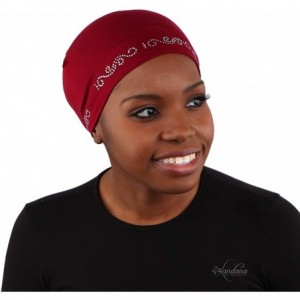 Skullies & Beanies Womens Soft Sleep Cap Comfy Cancer Hat with Rhinestone Swirly Chain Applique - Burgundy - CU18QSLCOIN $23.26
