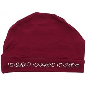 Skullies & Beanies Womens Soft Sleep Cap Comfy Cancer Hat with Rhinestone Swirly Chain Applique - Burgundy - CU18QSLCOIN $23.26