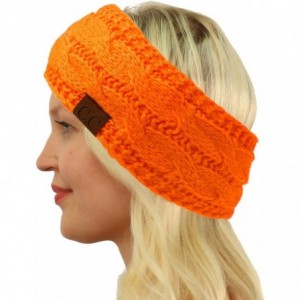 Cold Weather Headbands Winter CC Confetti Warm Fuzzy Fleece Lined Thick Knit Headband Headwrap Hat Cap - Neon Orange - CJ18A7...