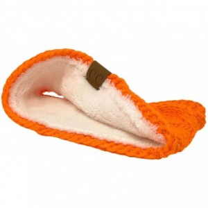 Cold Weather Headbands Winter CC Confetti Warm Fuzzy Fleece Lined Thick Knit Headband Headwrap Hat Cap - Neon Orange - CJ18A7...