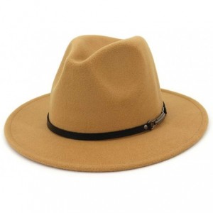 Bucket Hats Wide Brim Vintage Jazz Hat Women Men Belt Buckle Fedora Hat Autumn Winter Casual Elegant Straw Dress Hat - C518WX...