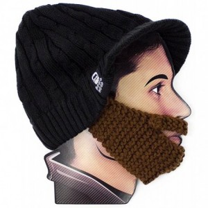 Skullies & Beanies Stubble Rider Beard Beanie - Funny Knit Hat and Fake Beard Facemask - Brown - C011DF1ENS3 $20.14
