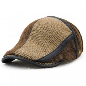 Newsboy Caps Women's Men's Knit Gatsby Newsboy Golf Flat Ivy Hat - 8208-khaki - CD18KKK5ONZ $12.12