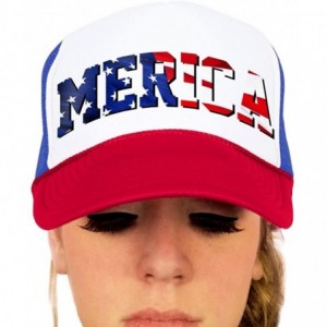 Baseball Caps Merica Flag Trucker Hat - R/W/B - C012GJSQ9O9 $39.03