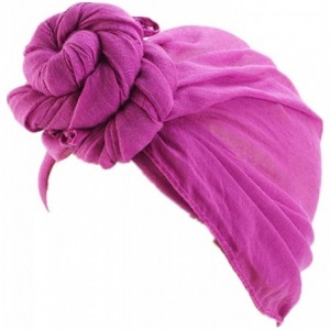 Skullies & Beanies Womens Big Flower Turban Beanie Elegant Cap Head Wrap Stretch Long Hair Scarf Headscarf - Purple - CR18UWZ...