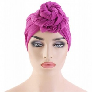 Skullies & Beanies Womens Big Flower Turban Beanie Elegant Cap Head Wrap Stretch Long Hair Scarf Headscarf - Purple - CR18UWZ...