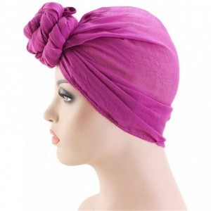 Skullies & Beanies Womens Big Flower Turban Beanie Elegant Cap Head Wrap Stretch Long Hair Scarf Headscarf - Purple - CR18UWZ...