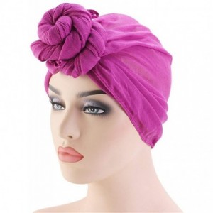Skullies & Beanies Womens Big Flower Turban Beanie Elegant Cap Head Wrap Stretch Long Hair Scarf Headscarf - Purple - CR18UWZ...