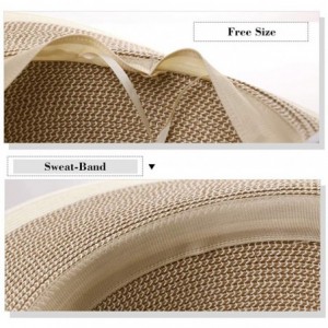 Sun Hats Womens Floppy Summer Sun Beach Straw Hat UPF50 Foldable Wide Brim 55-60cm - 00768_red - CH18UKS9Z80 $19.48