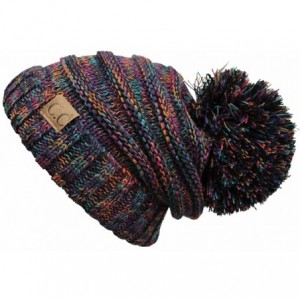 Skullies & Beanies Exclusives Unisex Oversized Slouchy Beanie with Pom Pom - Multi - CB12LHEDXC1 $17.81