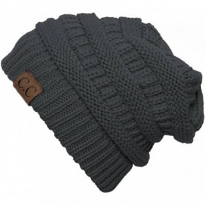 Skullies & Beanies Thick Knit Soft Stretch Beanie Cap - Melange Grey - C511PEGP7HX $19.86