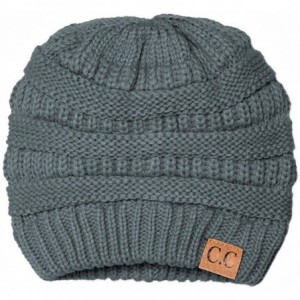 Skullies & Beanies Thick Knit Soft Stretch Beanie Cap - Melange Grey - C511PEGP7HX $7.99