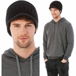 Skullies & Beanies Knit Visor Beanie Hat for Men Women Winter B320 - Black - C5186MUWDCL $12.90