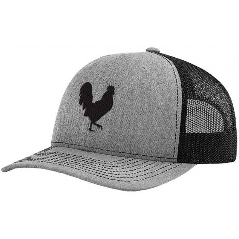 Baseball Caps Custom Baseball Cap Rooster Shadow Cock Silhouette Embroidery Polyester Mesh - Heather Grey Black Design Only -...