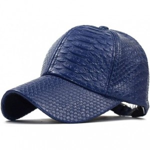 Baseball Caps Snakeskin-Leather Baseball-Cap Unisex Casual-Dad-Hat Adjustable Snapback for Women Men - Blue - C118XNXC055 $24.58