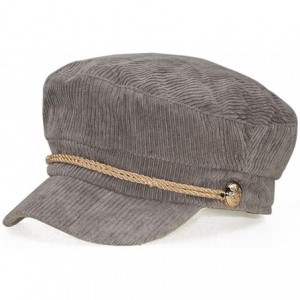 Newsboy Caps Women Ladies Hat Corduroy Captain's Breton Cap Beatles Lennon Newsboy Cadet Black - Grey - CT18LL6AR3S $12.90