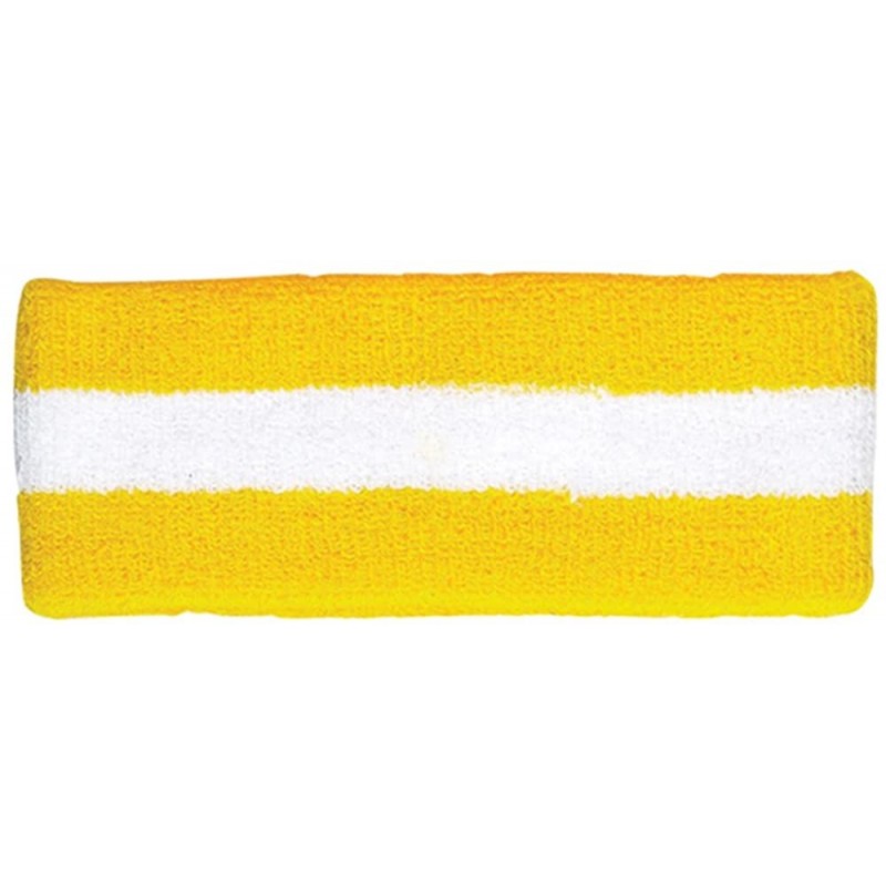 Headbands Cotton Terry Cloth Stretchy Stripe Sports Headband - Yellow White - C1187GND0IM $9.60