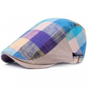 Newsboy Caps Unisex Flat Checker Plaid Ivy Newsboy Cap Hat - 2 Pack-e - C718L5ASN3N $17.06